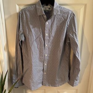 Old Navy Men's Blue Checkered Patterned w/White Dots Button Down Shirt, Size S